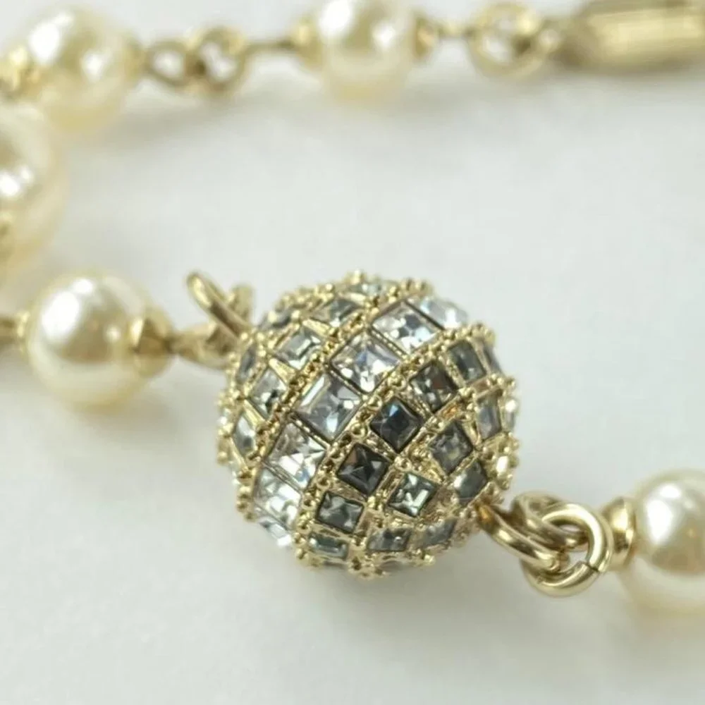 Chanel A16A Champagne CC Pearl Crystal Necklace
